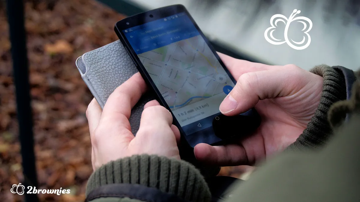 Person searching for a location on maps app