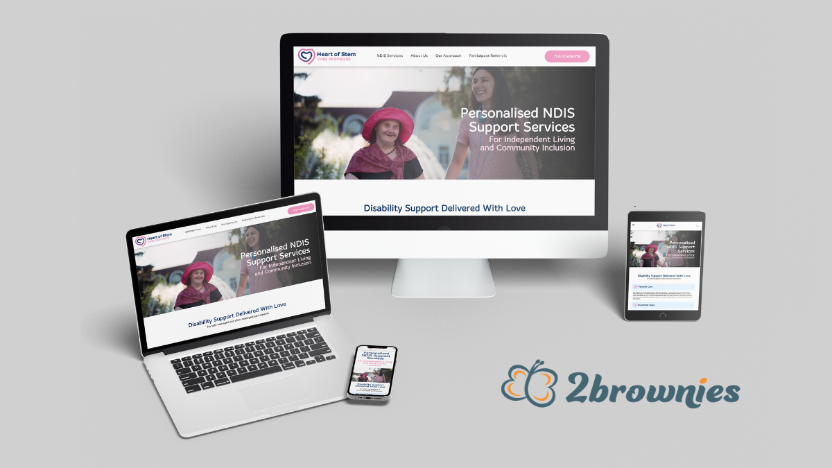 Picture of affordable website for NDIS disability support providers in 4 different device formats