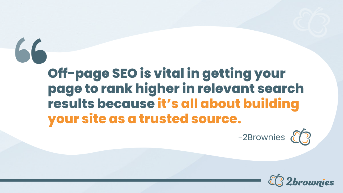 Quote card: 'Off-page SEO is vital in ranking higher because it's all about building your site as a trusted source.'