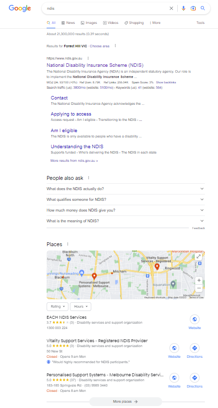 Local Search NDIS SEO